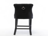 6X Velvet Bar Stools with Studs Trim Wooden Legs Tufted Dining Chairs Kitchen V226-SW1802BK-3