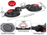 Heavy-Duty Suction Cup Anchor for Large Dogs 360&deg Rotating Metal Ring, Dual 120mm Strong Suction V1341-ZY-S48SWVWA-DUALSUCTION-CUP