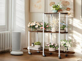 FIN Vintage Plant Holder 3 Tiers Storage Shelf Unit with Lockable Casters Garden V767-JJ-XZ1781