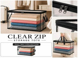 6 Pcs Extra Large Clear Storage Bags With Zipper Handles, Thick Foldable Plastic Bins for Clothes V1237-MS-724-153