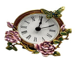 Vintage Mini Table Clock Quiet Analog Design Handpainted Metal Floral Butterfly Body Desk Clock for V1369-AZ3-W-13809
