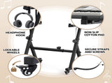 Alpha Heavy Duty Adjustable Piano Stand with Lockable Wheels Z-Stand Black EK-ZSTAND-BK