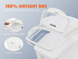 Ingredient Storage Bin, 2 x 15L Dispenser Bin with 2 Measuring Cups, Attachable Casters and Airtight V952-ZMXMX215L2CHMATLFV0