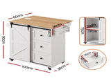 Artiss Kitchen Island Trolley Rolling Serving Cart Storage Drawer Cabinet 100cm FUR-V-KI-80-SLD-WH-AB
