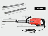 Baumr-AG 2300W Pro-Grade Electric Demolition Jackhammer, with 3 Bonus Chisels, Carry Case V219-BAJHTL04A