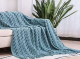 130*230CM Blue Modern Knitted Throw Blanket with Tassels - Soft & Lightweight for Sofa, Bed, and V888-ELOSUNG21131