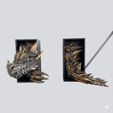 Gothic Dragon Bookends 2-Pack for Bookshelves, Smooth Black Finish, Fantasy Home Decor V1370-AZ4-10485