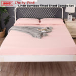 Ramesses 1000TC Linen Bamboo Fitted Sheet Combo Set Dusty Pink Single V442-KIT-FITTEDSS-LINENBAMBOO-DUSTYPINK-SB