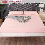 Ramesses 1000TC Linen Bamboo Fitted Sheet Combo Set Dusty Pink Single V442-KIT-FITTEDSS-LINENBAMBOO-DUSTYPINK-SB