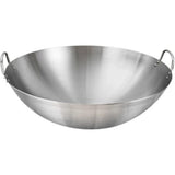 1 Pcs Large Stainless Steel Wok, Hand Hammered Carbon Steel Wok, Stainless Steel Wok Frying Pan Dual V1192-AZ-W-23987
