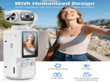 Handheld Pocket Camera 2.5K UHD, 180&deg Rotating Lens, Fill Light, 2000mAh Battery, No App Needed, V1107-CS-BXSSXJB