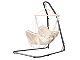 Gardeon Hammock Hanging Chair with Steel Stand HM-CHAIR-TASSEL-CREAM-A