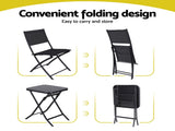 Gardeon Outdoor Bistro Set Folding Table and Chairs Patio Furniture Garden Steel Black ODF-BISTRO-FDTEX-BK