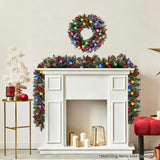 Christabelle 61cm Christmas Wreath Snowy Bristle with LED Lights Multicolour Front Door Decorat 112_SENSB104