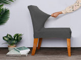 Stretch Solid Diamond Lattice Dining Chair Cover Removable Washable Short Dining Chair Protector for V1294-YM0901-H40121DGY