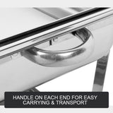 9L Chafing Dish Set Buffet Pan Bain Marie Bow Stainless Steel Food Warmer V201-FAZ4990SI8AU