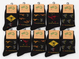 12 Pairs Australian Souvenir Cotton Socks Kangaroo/Koala/Flag in Assorted Patterns V563-WZM-102-1PACK12PAIRS