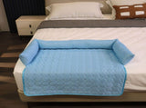 Cooling Summer Pet Mat with Bolster Soft Raised Edges Breathable Ice Silk Fabric Rectangular Bed for V1341-ZY-VPJ7R7KM-BLUE-7070CM