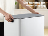 Cefito Pedal Bins Rubbish Bin Dual Compartment Waste Recycle Dustbins 40L White RB-40L-2P-WH