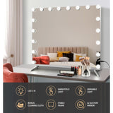 80x65cm Embellir Makeup Mirror Hollywood Vanity with LED Light Silver Legs MM-E-FRAMELS-6580LED-GS