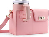 Pink Portable Beverage Bottle Cup Holder Bag Trendy Crossbody Design for Daily CommuteNo water V888-ELOSUNG13528