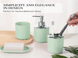 Set 4 Pcs Green Bathroom Accessories,Cute Bathroom Decor,Plastic Soap Dispenser and Toothbrush V1189-WXFWAL-20260319-00055