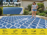 Gardeon Outdoor Rugs 274x366cm Large Carpet Reversible Area Mat PP Dual-Sided Patio Rug Blue OR-9X12FT-WAVE-BU
