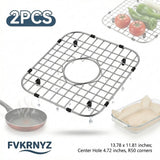2 Pack 304 Stainless Steel Sink Bottom Grids, Kitchen Sink Protectors with Rubber Feet, 13.78 x V1188-MS-721-307