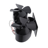 Stove Fan Heat Powered Aluminum Alloy 4 Blades Dual Head Fireplace Fan for Replacement Black V1294-YM0706-3114230125511