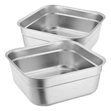 Stainless Steel Dish Pans Plated Silver Multifunctional Kitchen Basins 2Pcs V1370-AZ4-15321