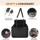 Portable Pet Car Seat Booster for Small Dogs and Cats, Elevated Design with Safety Belts and Storage V1107-CS-1782891276190GA