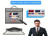fireproof document bag, metal chain strap, heat resistant storage, fire safety pouch, fireproof V1102-120-76941-GRY-1PCS