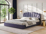 Artiss King Bed Frame with Lift Up Storage and USB Ports Grey BFRAME-G-FLORA-K-GY-ABC