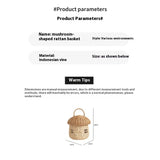 Rattan Storage Mushroom Shaped Woven with Lid, Decorative Woven Handle Fruit V1192-AZ-W-11150