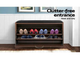 Artiss Shoe Rack Cabinet Bench15 Pairs Walnut Kyla FURNI-O-SHOE-BEN01-WAL