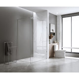 80x210cm Single Shower Glass Screen with Nickel U-brackets & Square Pole V63-922841