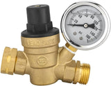 RV Water Pressure Regulator Valve, Adjustable Water Pressure Reducer with Gauge and Inlet Screen V1258-DP02-C-2439