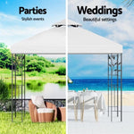 Instahut Gazebo 3x3m Marquee Outdoor Wedding Party Event Tent Home Iron Art Shade White GAZEBO-IR-LE-HF-3X3-WH-AB