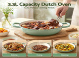 5-Star Chef 3.3L Enameled Cast Iron Dutch Oven Pot with Lid for Sourdough Bread Baking DTO-PAN-GN