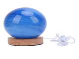 Bedside Nightstand Lamp with Wood Base Blue Glass Shade Ball Small Table Lamp 3 Color Temperature V1294-YM0901-3119240152211