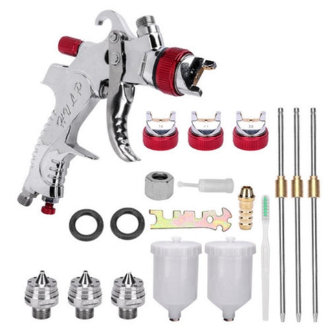 Spray Gun Kit HVLP Gravity Feed Air Paint Sprayer 3 Nozzles 1.4mm 1.7mm 2mm V201-FDZ2955RE8AU