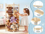 Keezi Stuffed Animal Wooden Toy Holder with Wheels Soft Toy Zoo Cage Stuffy Toy FURNI-Z-TOYCAGE-3T-WD