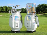 Everfit Golf Cart Bag Rolling Buggy Club Organiser Synthetic Leather White GOLF-B-BAG-CART-WH