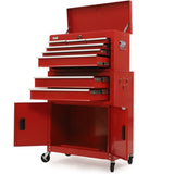 Bullet Pro 8 Drawer Tool Box Chest Cabinet Storage, with 2-Door Toolbox Garage Organiser Set, Red V219-TOLCABBU82RA
