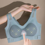 Size XXL Blue Wireless Electric Breast Massager Bra - 5 Modes Vibration & 3 Heat Levels for Lifting V888-ELOSUNG32384