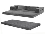 Artiss 3-in-1 Convertible Sofa Bed with Folding Mattress Velvet Foam Chair 300KG SB-B-DBED-FOLD-GY