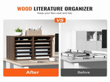 Wood Literature Organizer Adjustable File Sorter 12 Compartments Brown V952-MZWJZLFPJBH12X5B4V0