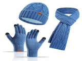 Unisex Winter Accessory Set Beanie Scarf Gloves Winter Fashion Warm Accessories - Gray - Size L V1347-939-60058-GRY-L