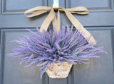 Artificial Hanging Flowers in Basket for Front Door Hanging Lavender Wreath Basket Outdoor Indoor V1294-YM0716-10348076