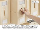 1x Kitchee Foldable Bed Sheet Storage Box - Linen and Closet Organiser Beige V238-SUPDZ-41188856037456